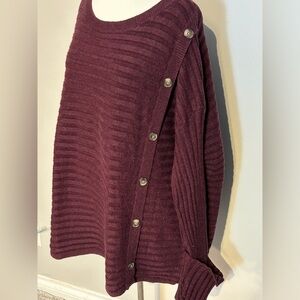 Rafaella Maroon Button-Accent Sweater